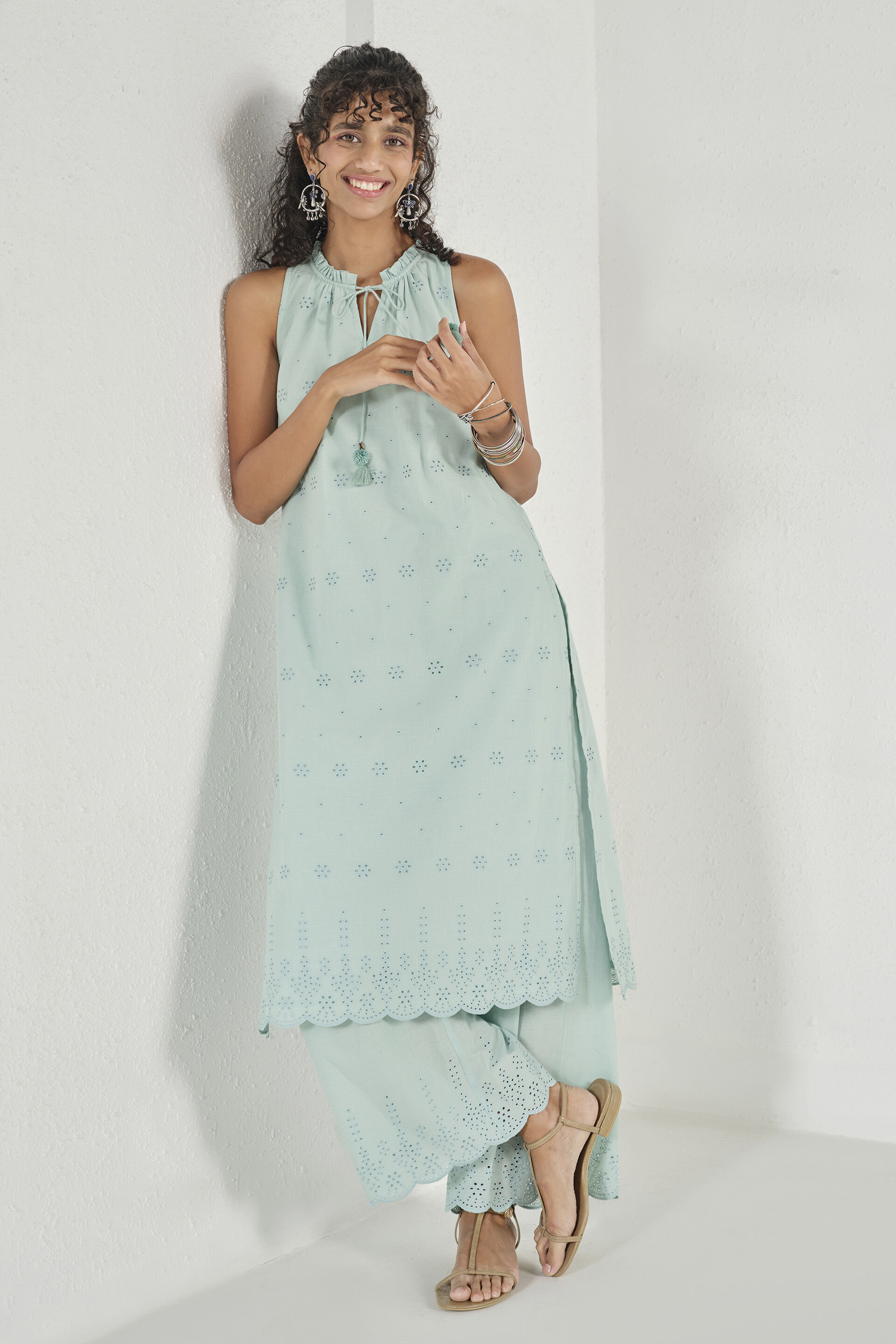 Pravya Teal Kurta Set, Teal, image 2